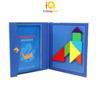 Đồ chơi xếp hình gỗ BeThongMinh giáo dục Montessori Tangram 7 mảnh khám phá hình học con vật