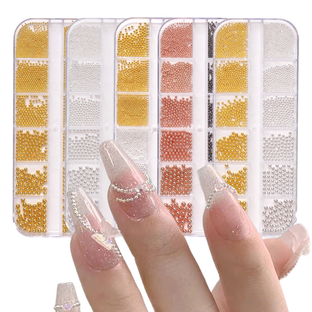 1 Hộp 1 Hộp Hạt Thép Bóng Ba Chiều Dùng Trang Trí Móng Tay Nghệ Thuật DIY