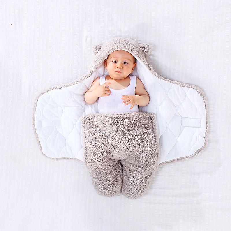 Babyfair. Chăn quấn trẻ em Polyester Len Mô hình hoạt Mềm mại Thân thiện với Da Túi ngủ 70cm