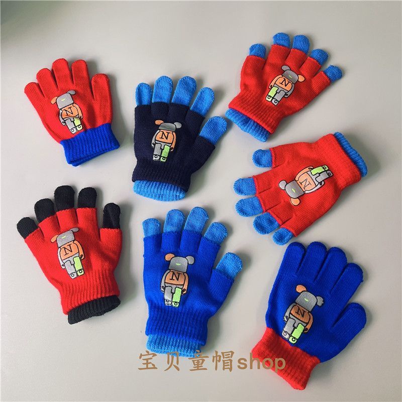 Găng Tay Năm Ngón Giữ Ấm Mùa Đông Dễ Thương Cho Bé