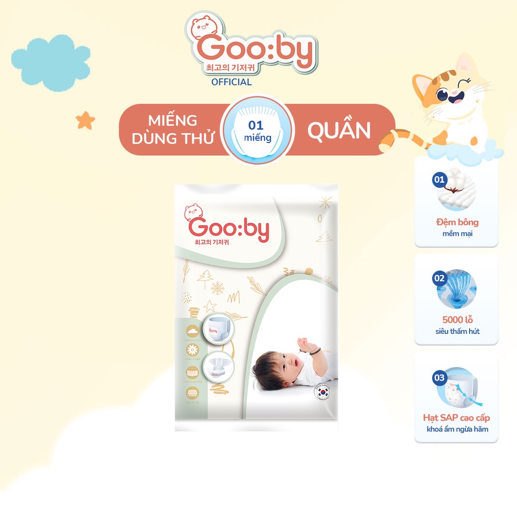 Mẫu thử tã/bỉm quần Gooby siêu mềm mại, an toàn, thấm hút cực nhanh (1 miếng hoặc combo 5 miếng)
