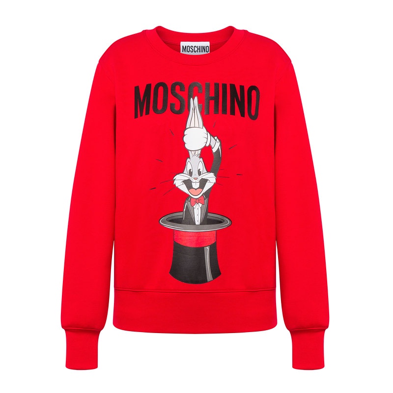 Áo Sweater Cotton Cổ Tròn In Họa Tiết Thỏ MOSCHINO Bugs Thời Trang Cho Nam Và Nữ