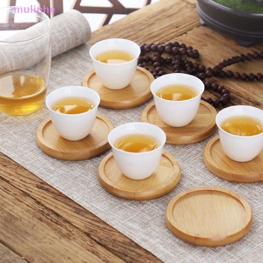 1 Khay Gỗ Tre Hình Tròn Dùng Trồng Cây Mọng Nước Tiện Dụng