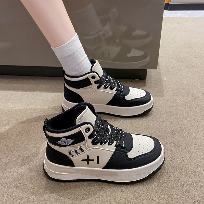 Hàng Có Sẵn Giày Thể Thao Đế Dày Cổ Cao Màu Trắng Thời Trang Đường Phố Bán Chạy Nhất Mùa Thu Cho Nữ