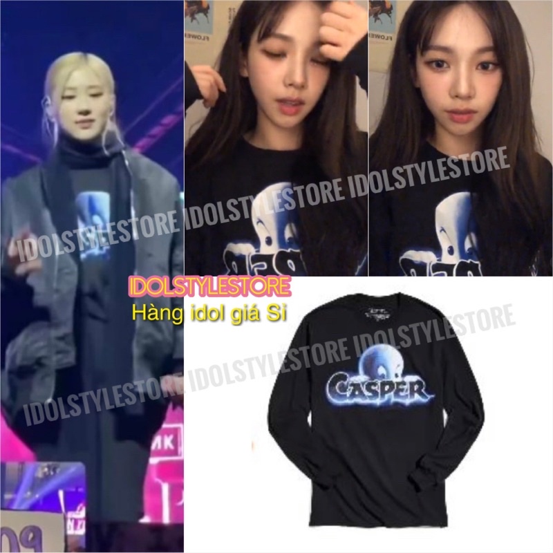 Áo thun longshirt ma Casper Rose Rosé Blackpink Karina Aespa