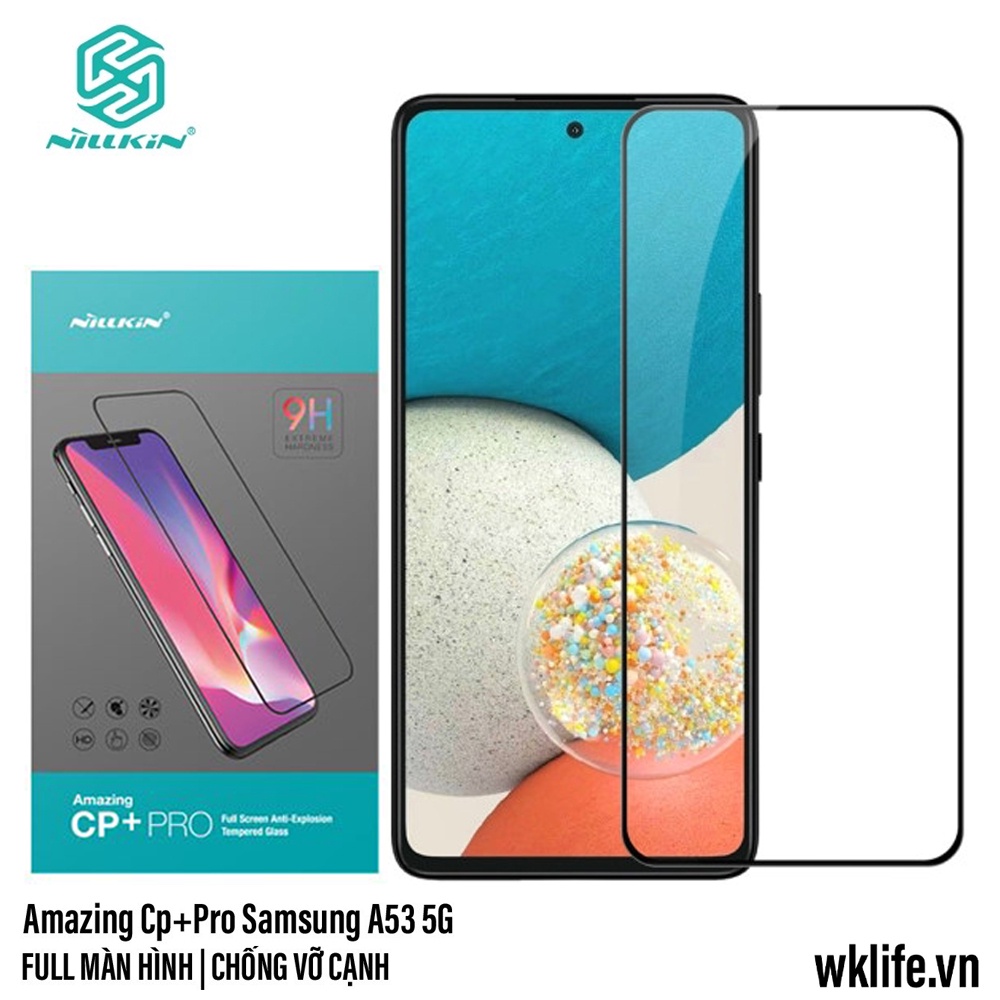 Kính cường lực Samsung Galaxy A13,A23,A33,A53,A73, Chính hãng Nillkin CP+Pro Full màn hình