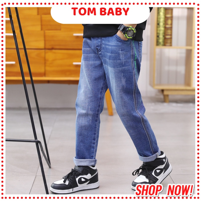 Quần Jeans Xước Co Giãn, Phong Cách Cho Bé Trai