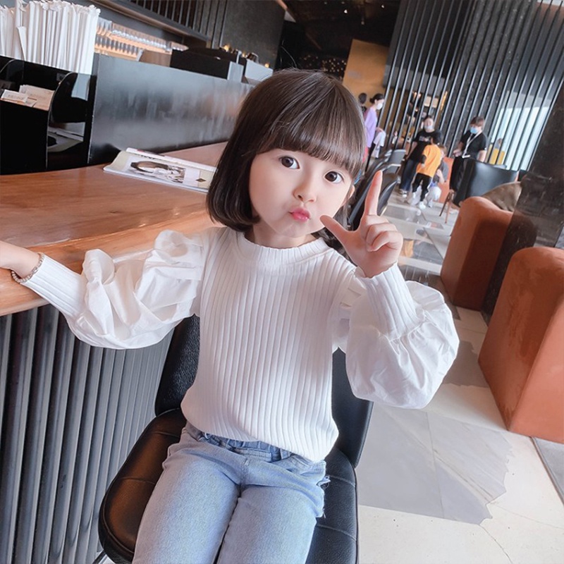 CATIMINI Áo Thun Tay Dài Phồng Kẻ Sọc Thời Trang Mùa Xuân Cho Bé Gái