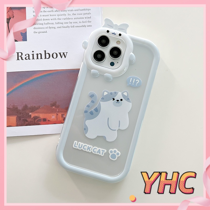 Ốp lưng iphone Mô hình LUCKY CAT màu xanh nhạt đơn giản Iphone 14 12 11 11 14plus 12pro 13pro 14pro 14promax S6 7plus X XR XS Pro / Max / Plus-6003