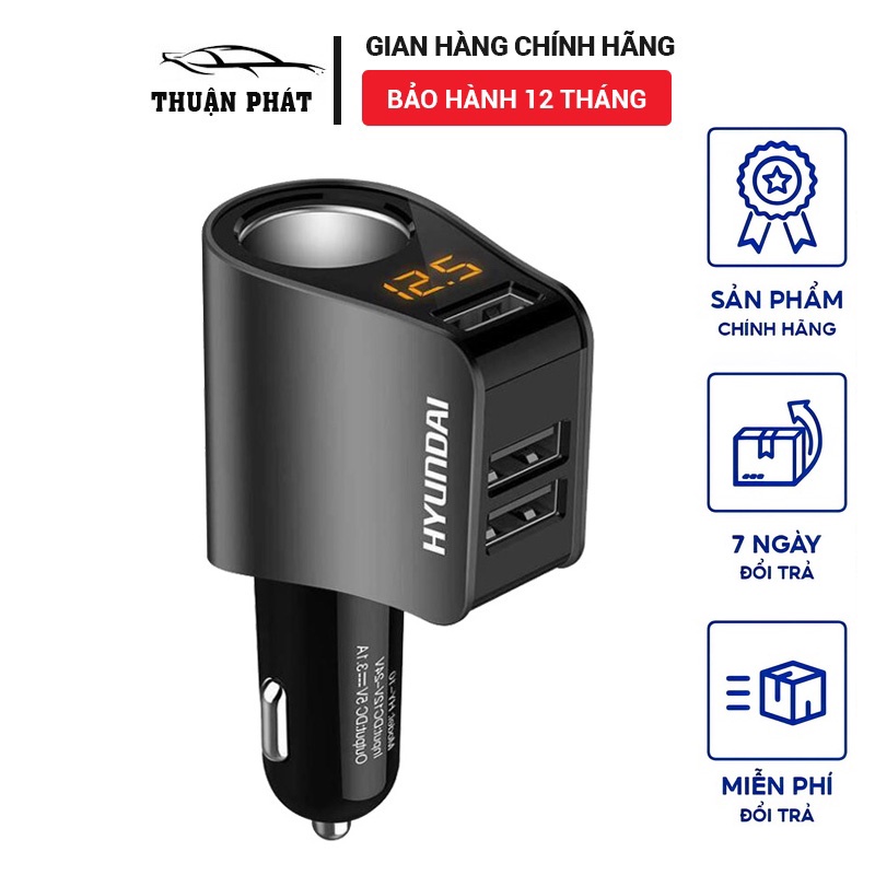 Tẩu Sạc Nhanh ô tô⚡️HÀNG CHÍNH HÃNG⚡️ - tẩu chia sạc chính hãng Hyundai HY-10 dùng được cho mọi loại xe