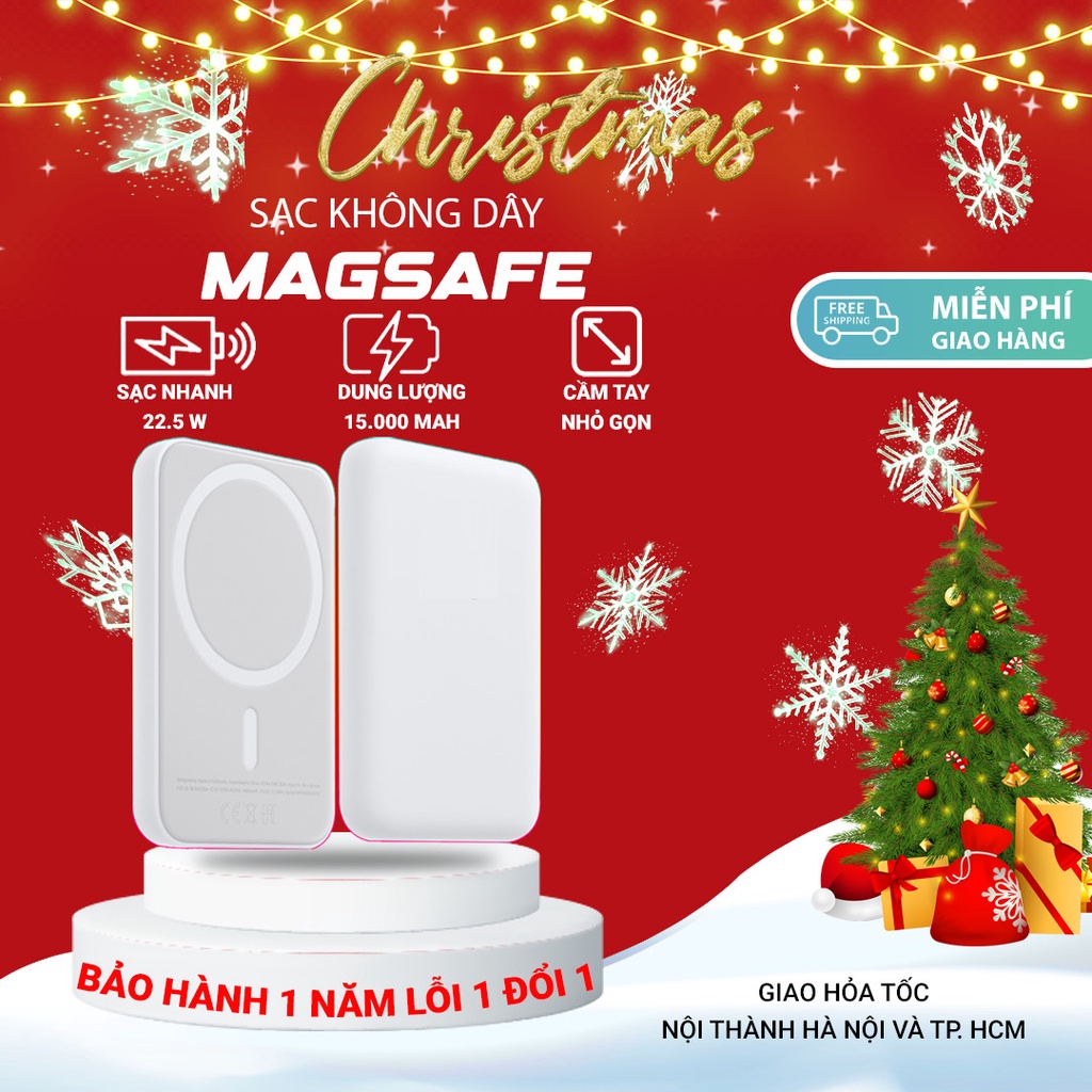 Sạc dự phòng magsafee không dây từ tính sạc nhanh 20W pin 5000mAh mini nhỏ gọn cao cấp phù hợp với mọi dòng điện thoại