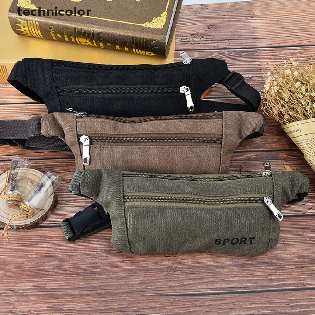 1 Túi Đeo Hông Bằng Vải canvas Cỡ Lớn Có Khóa Kéo Thời Trang Tiện Dụng Mang Theo Du Lịch / Cắm Trại