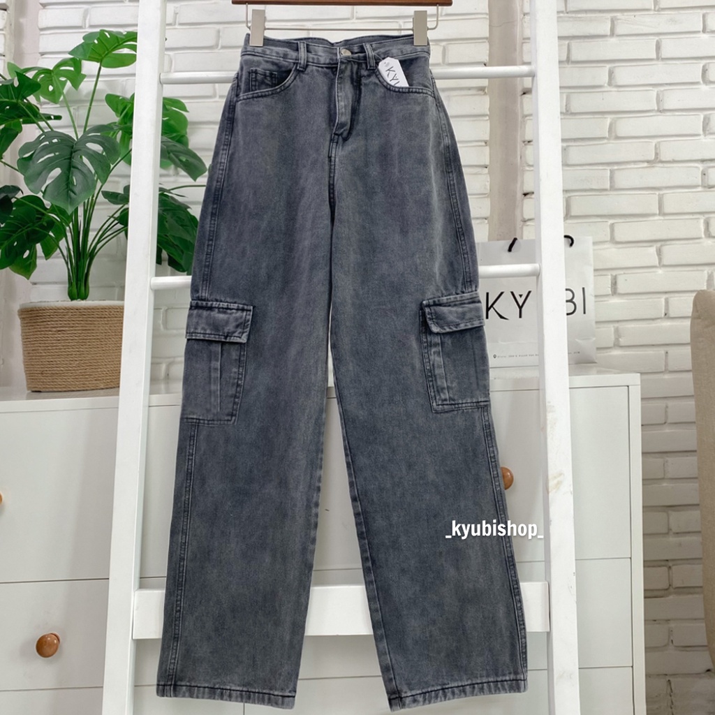 Quần kaki jean túi hộp phong cách hiphop cargo (nhiều mẫu) - Quần jeans kaki ống rộng ulzzang KYUBI QZI01