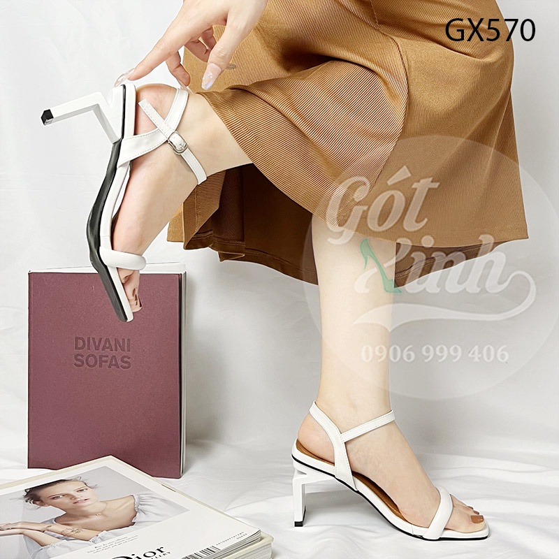 Giày sandal cao gót nữ quai ngang gót tia chớp 7 phân - có size lớn 40 41 42