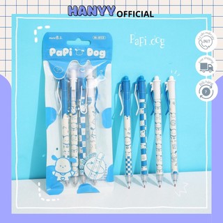 Set 4 bút MURA mực gel đen PAPI DOG- ngòi 0.5mm