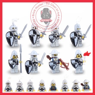 Knight Army Castle medieval minifigures mô hình nhân vật Vua Hiệp Sĩ Binh Lính Vương miện đen black crown kingdom