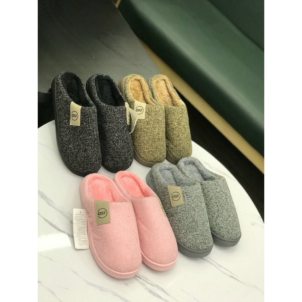 Dép Bông Đi Trong Nhà Nio Cao Cấp Mokimart - Xả Kho, Dép Mang Trong Nhà Mùa Đông Đế Cao Su Chống Trơn Trượt