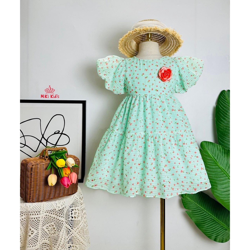 Đầm Bé Gái Hoa Nhí Tay Phồng Size cho bé 14-40kg- Trang 25 Kids - K217