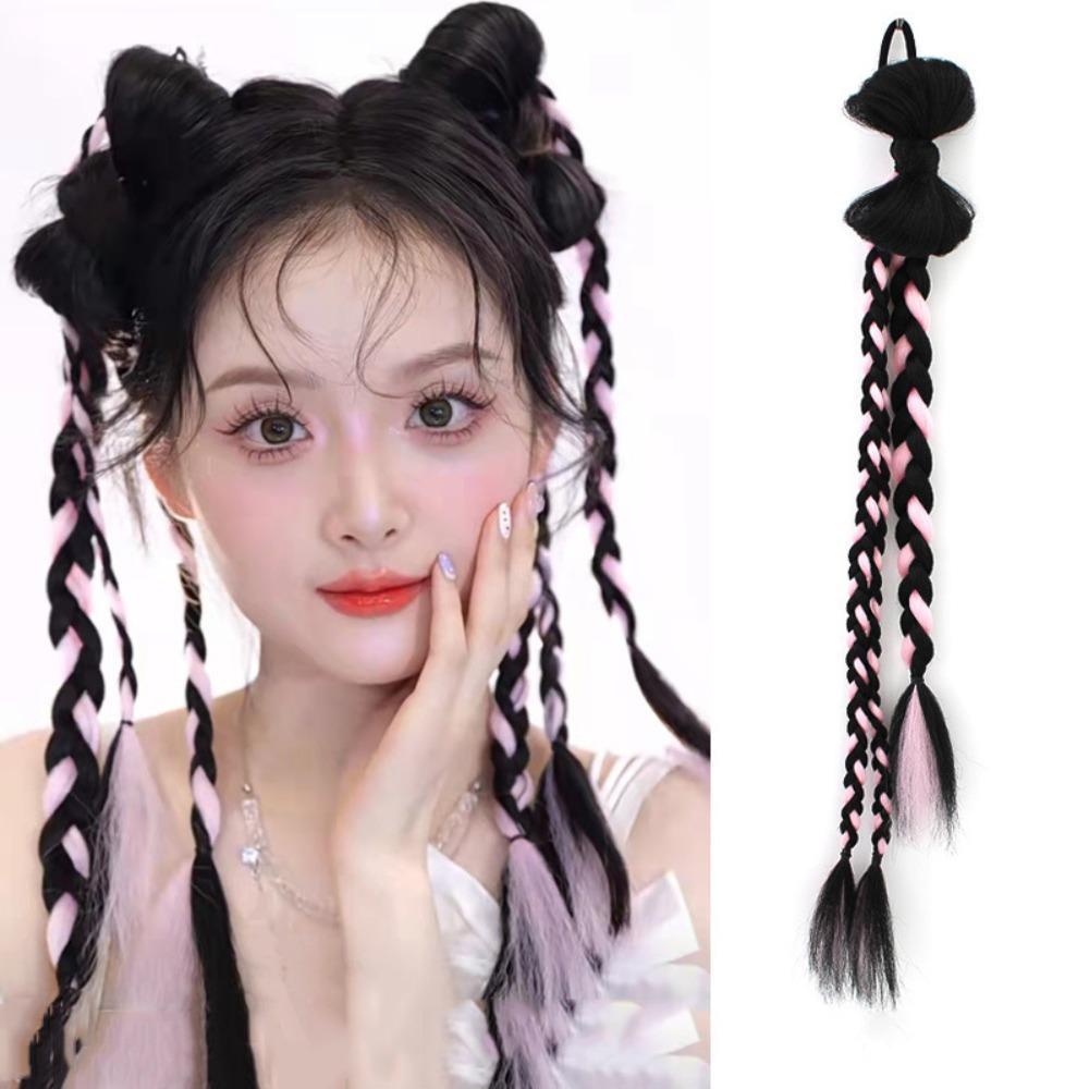 Tóc Giả Thắt Bím Bằng Cao Su Màu Nâu / Đen Thời Trang Cho Nữ 2life