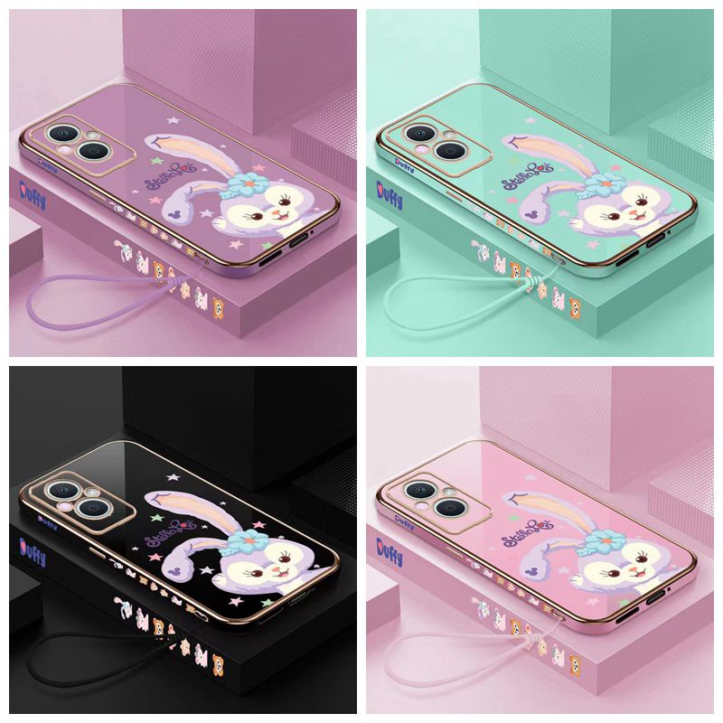 ốp lưng Samsung A04 A54 5G A14 Note 8 Note 9 M52 M53 Vỏ điện thoại di động Thỏ điện mạ điện 90 °