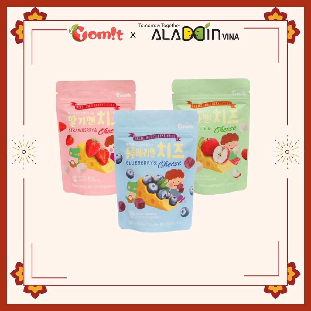 Phô mai hoa quả khô sấy lạnh YOMIT Hàn Quốc cho bé (16g) date 2023
