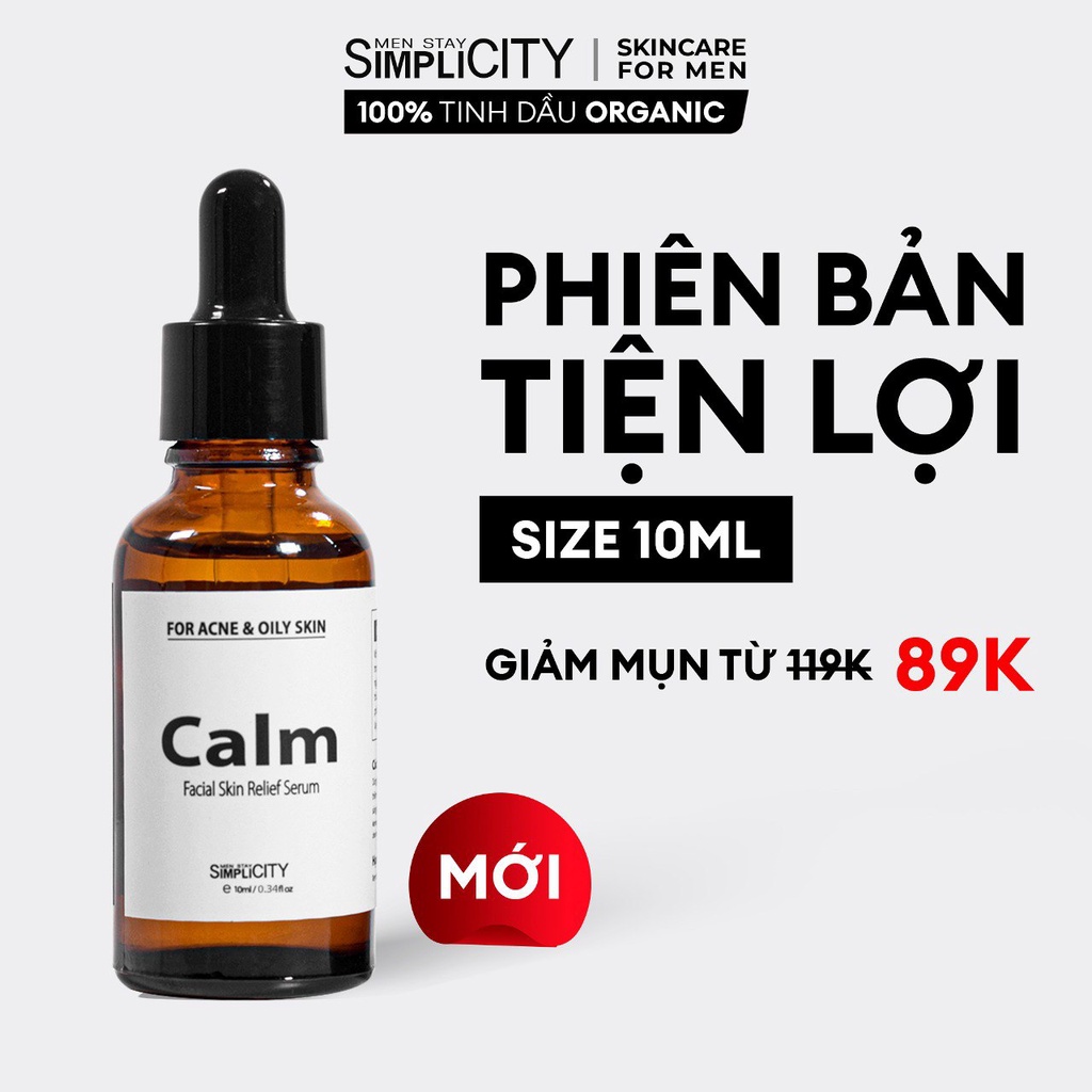 Serum giảm mụn & làm dịu da cho nam Men Stay Simplicity Calm Skin Relief Facial Serum 10ml