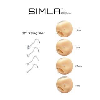 Khuyên mũi Bạc 925 Simla Body Jewelry xoắn đá trắng Simla (chiếc)- Simla Body Jewelry