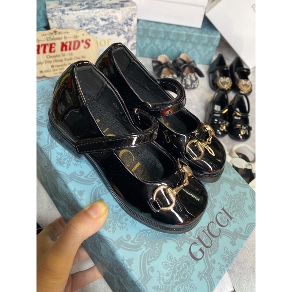 Giầy búp bê đen gót vuông thương hiệu cao cấp cho bé lớn size từ 26-35