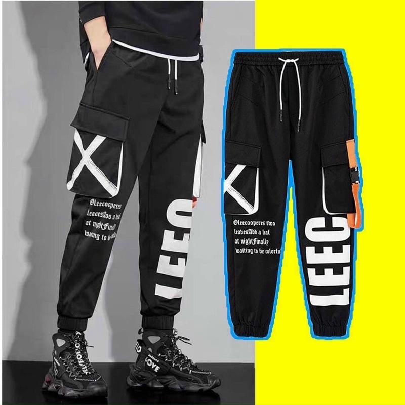 Quần jogger túi hộp kèm khóa zip vải kaki co giãn size M L XL kiểu dáng Unisex nam nữ