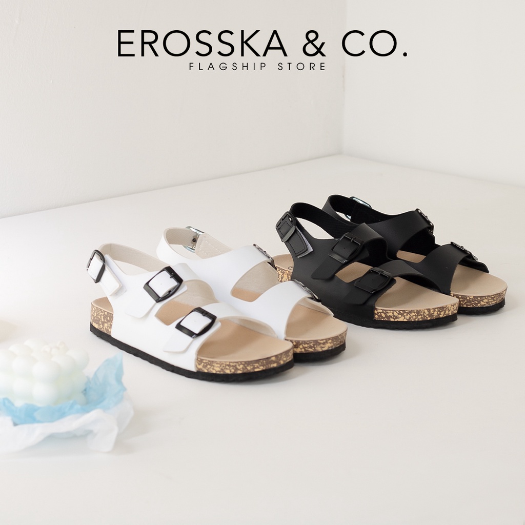 Sandal Birken quai ngang phối khoá thời trang Erosska màu đen _ DT012