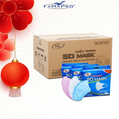 [5D MASK- THÙNG 100 HỘP] Khẩu trang 3 lớp Famapro 5D Mask (10 cái/hộp )