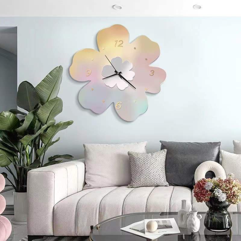 ❤Đồng Hồ Treo Tường Mặt Gương Acrylic Màu Sắc Hoa Nhài Phong Cách Bắc Âu