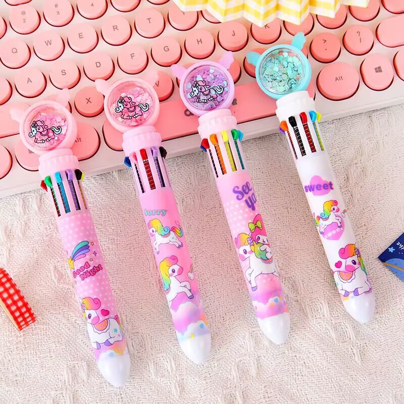 Bút Bi Ngòi 0.5MM 10 Màu Dễ Thương Cho Học Sinh