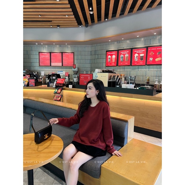 Áo len vạt chéo cổ tròn C'est la vie