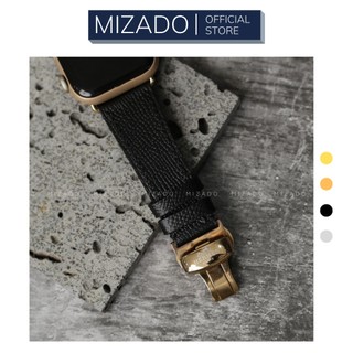 Dây da thủ công Epsom Đen dành cho đồng hồ iWatch, đồng hồ thông minh, đồng hồ cơ MIZADO DDTC111