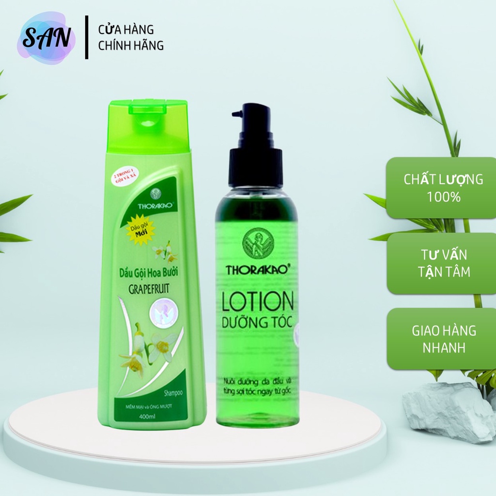 Bộ Dầu Gội Hoa Bưởi 400ml + Lotion Dưỡng Tóc 150ml Thorakao