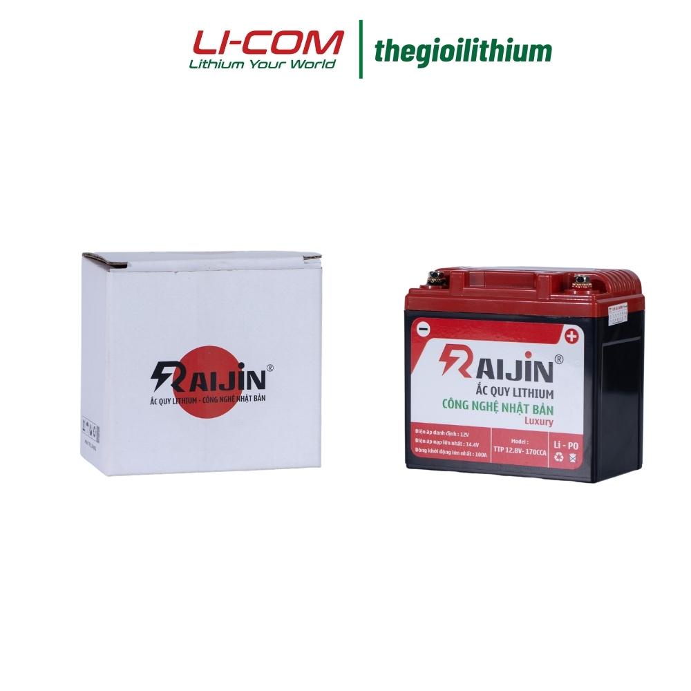 Hàng cao cấp -  Bộ bình ắc quy xe máy lithium RAIJIN  độ đèn và khởi động xe máy Luxury size M L 12v 6ah-7ah