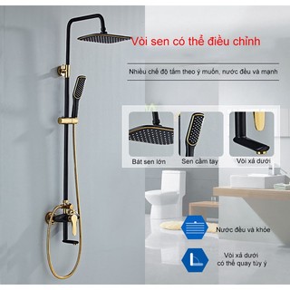 Bộ Cây Sen Tắm Đứng Tăng Áp AVIBA 914 Tiêu Chuẩn Châu Âu Chất Liệu Cao Cấp Sơn Tĩnh Điện Màu Đen Vàng Sang Trọng
