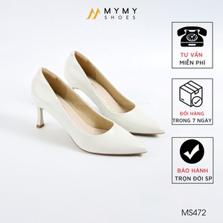 Giày Cao Gót Mũi Nhọn 7 Phân Mymy Shoes Da Bóng Trơn, Gót Tráng Trụ Nhỏ (MS472)
