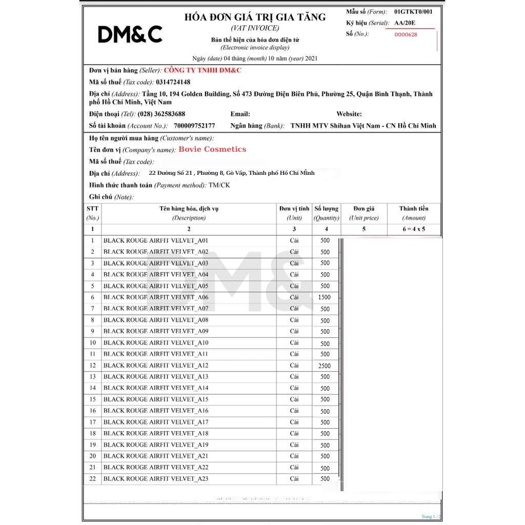 Son Kem Lì Bbia Last Velvet Lip Tint Full màu 21 22 23 24 25 36 38 39 Skinforface
