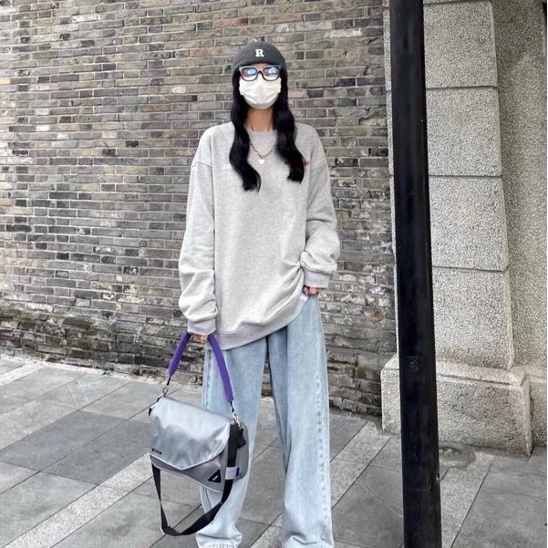 Menas Túi Đeo Vai Bằng nylon Màu Trơn Sức Chứa Lớn Thời Trang Thu Đông