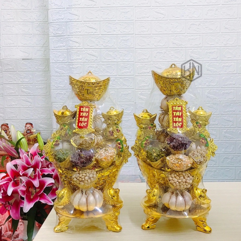Tháp tỏi thỏi vàng ngũ đậu chiêu tài lộc mẫu 10