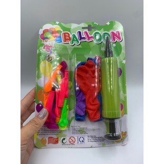 Vĩ bong bóng kèm ống bơm cho bé,hơn 10 bong bóng nhỏ mini và 10 bong bóng trái tim lớn 25cm