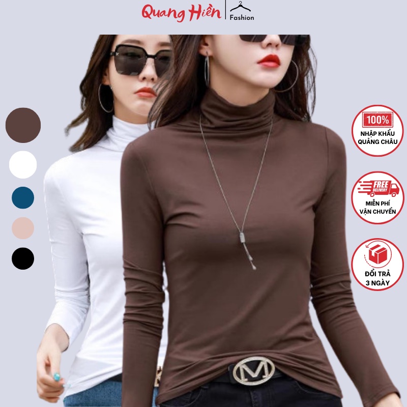 Áo giữ nhiệt nữ cổ lọ 5cm Quảng Châu siêu ấm size S-2XL