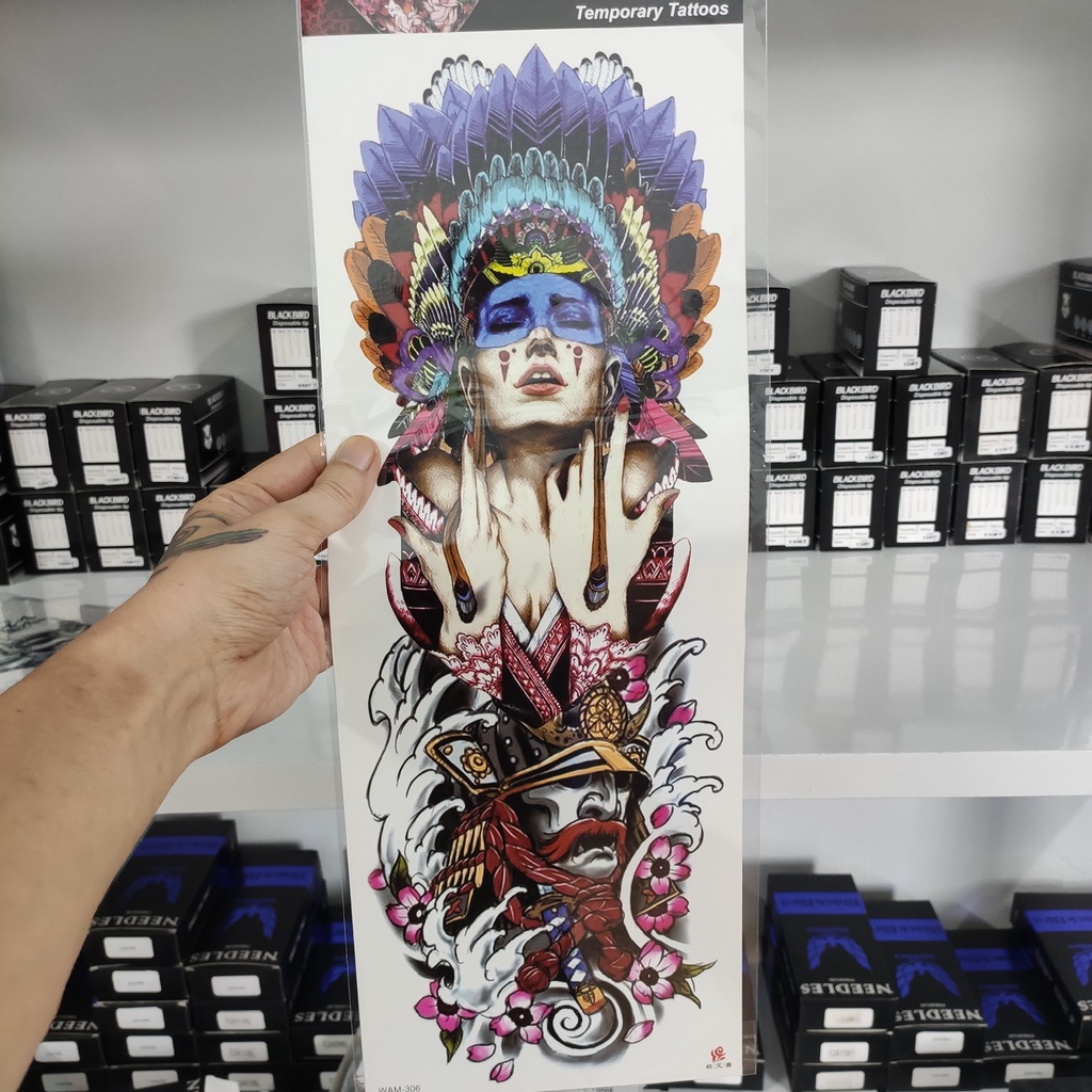 Hình Xăm Dán 170x480mm Full Tay , Nửa Lưng Chống Nước