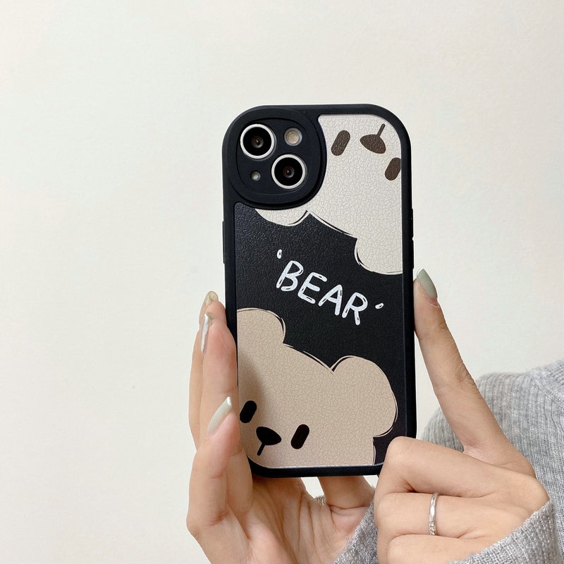 Ốp lưng iPhone 15 14 13 12 11 Pro Max X XR XS Max 8 7 6 6S + Plus SE 2020 iPhone15 iPhone14 iPhone13 iPhone12 iPhone11 iPhone8 iPhone7 Round Protect Camera Bear Soft Case