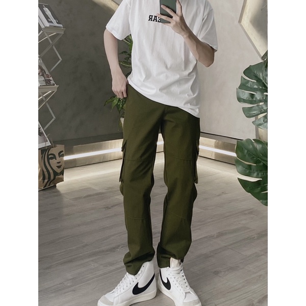 quần kaki túi hộp màu xanh rêu unisex (sp kèm ảnh thật ) | BigBuy360 - bigbuy360.vn