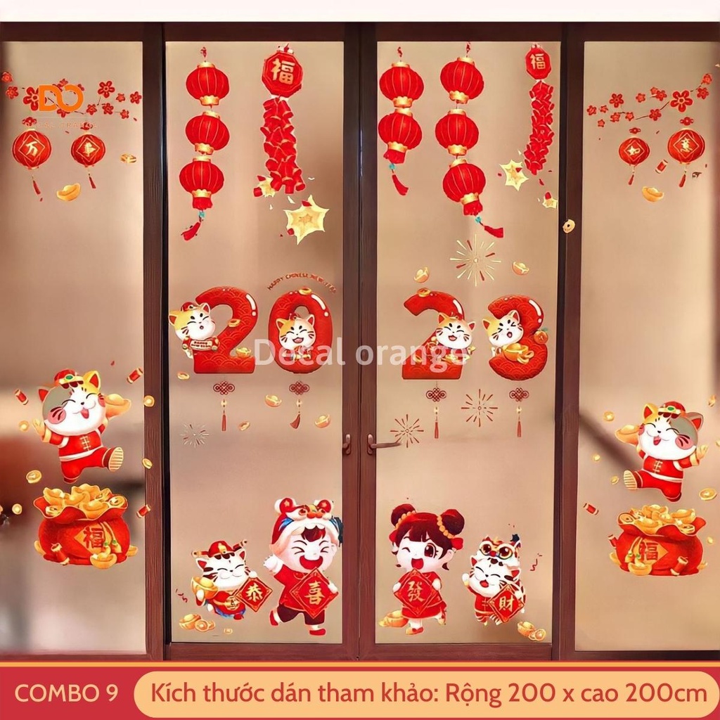 [COMBO9] Decal dán kính tết 2023