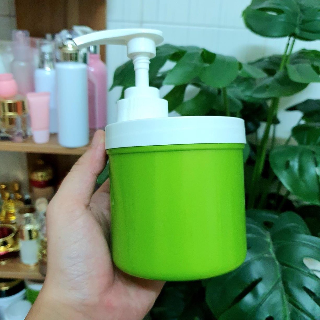 Hủ có vòi đựng mỹ phẩm, hủ trộn kem, thân hủ màu xanh lá 500g A10, dùng tiện lợi không dơ tay