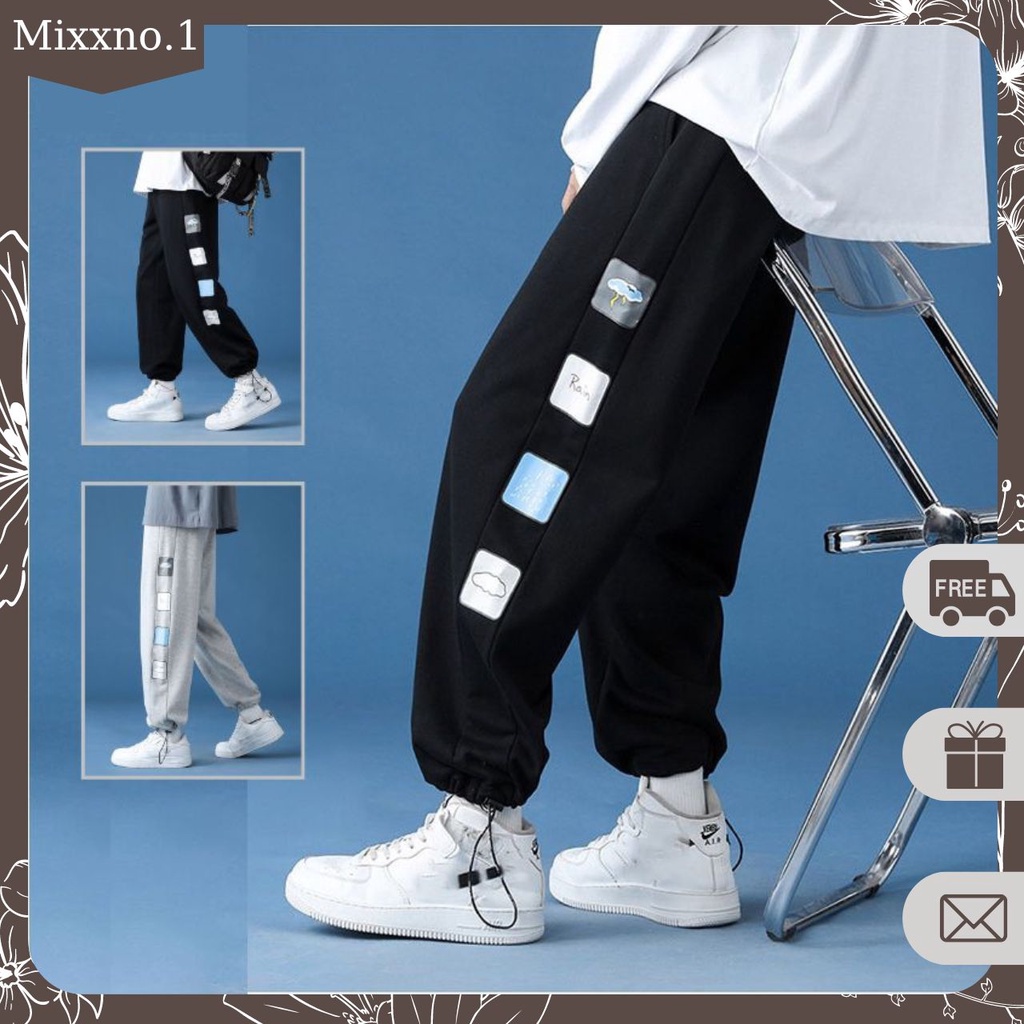 Quần Jogger Nam Nữ Ống Rộng Dây Rút Gấu In Dọc 2 Bên Phong Cách Ulzzang Thời Trang Mixxno.1 QUAN NAM 128V1